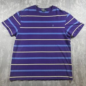 Polo Ralph Lauren Mens XL Purple Blue Yellow Striped Short Sleeve T-Shirt Cotton